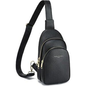 INICAT Crossbody Sling Bags Fanny Packs Leather Purses Chest Bag for Women